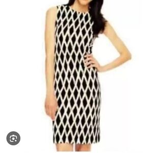 J. McLaughlin Devon Sheath Dress Black White Stretch Dress